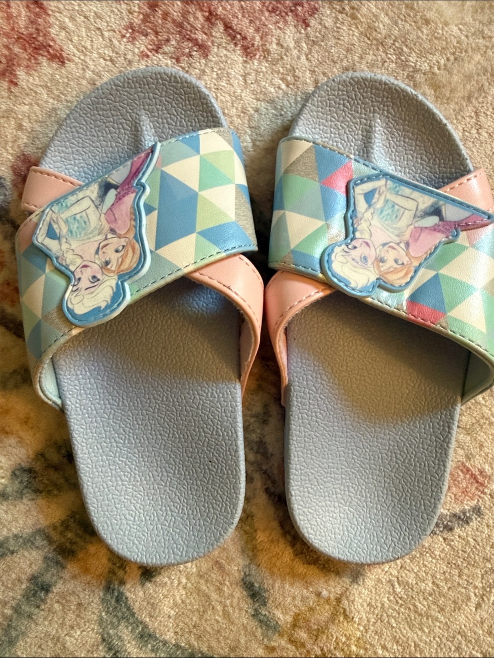 Disney Girls' Blue and Pink Frozen Character Slide Sandals